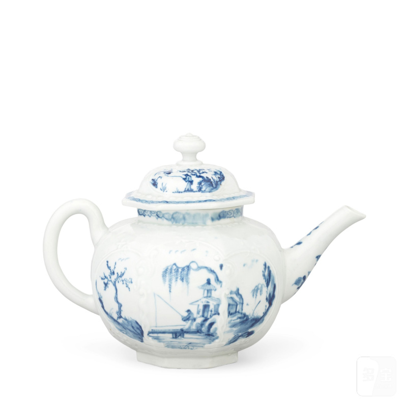 A Worcester teapot and cover, circa 1754-55 - 图2